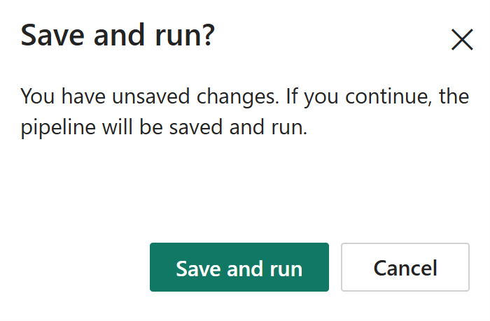 Save and run confirmation prompt for the notebook pipeline.